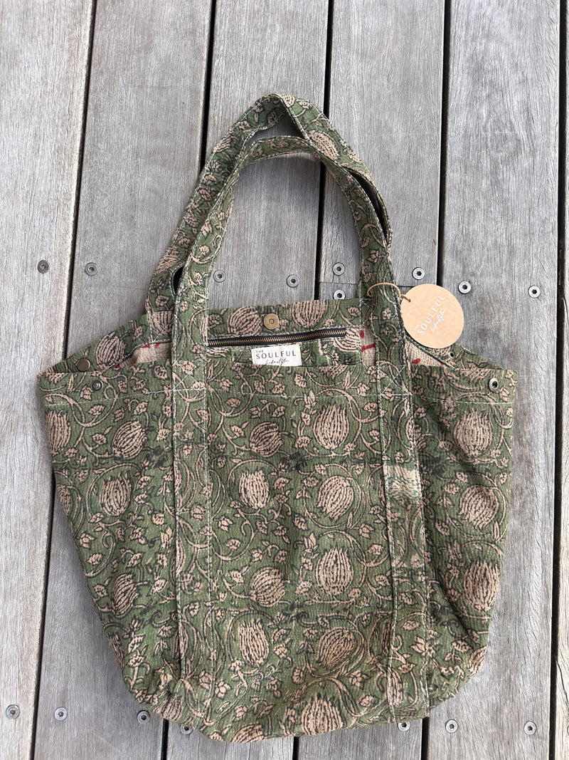 PRINTED Kantha Bag GREEN