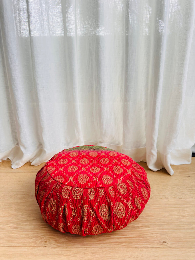 Meditation Cushions - vintage kantha pink