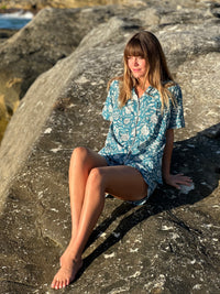 Indian Cotton Pjs - Blue Paisley