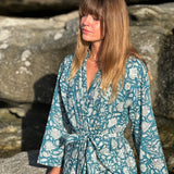 Indian Cotton Robe - BLUE PAISLEY