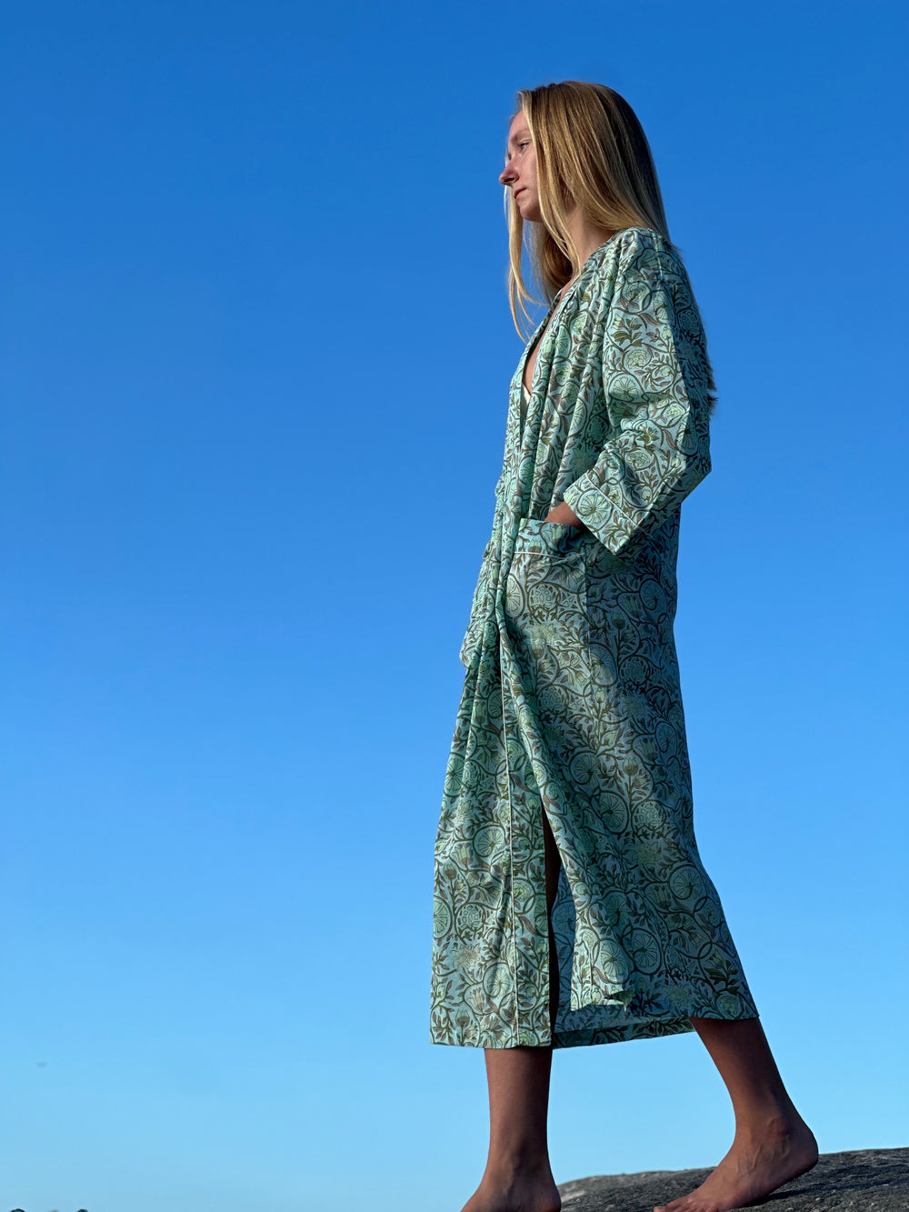 Indian Cotton Robe -AQUA dreams