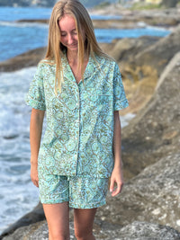 Indian Cotton Pjs - AQUA dreams