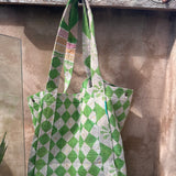 Vintage Kantha Bag green check